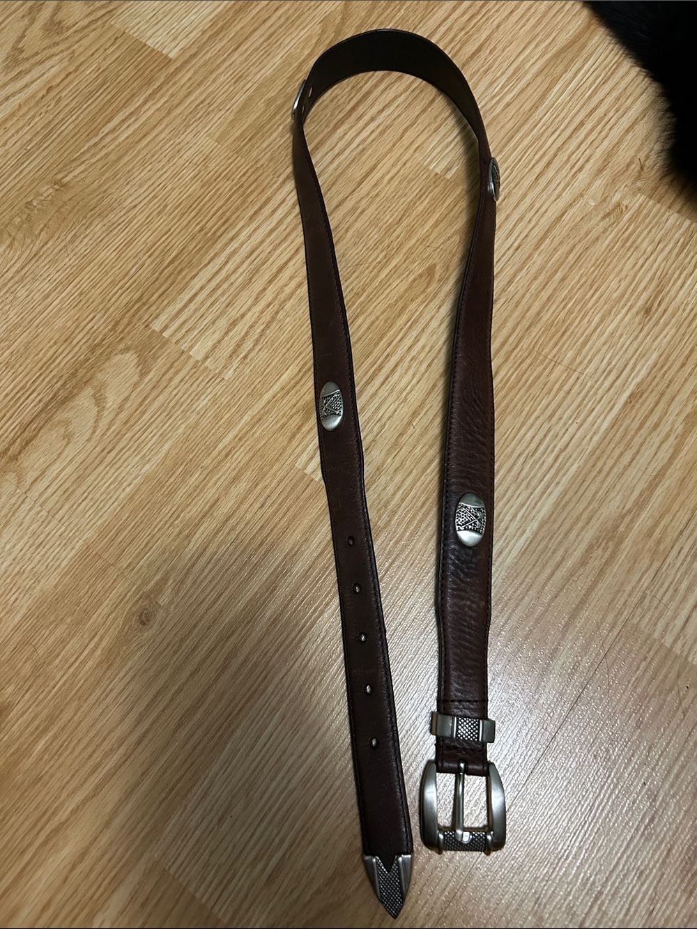 Men's Brown Leather Belt with Silver Golf Hardware